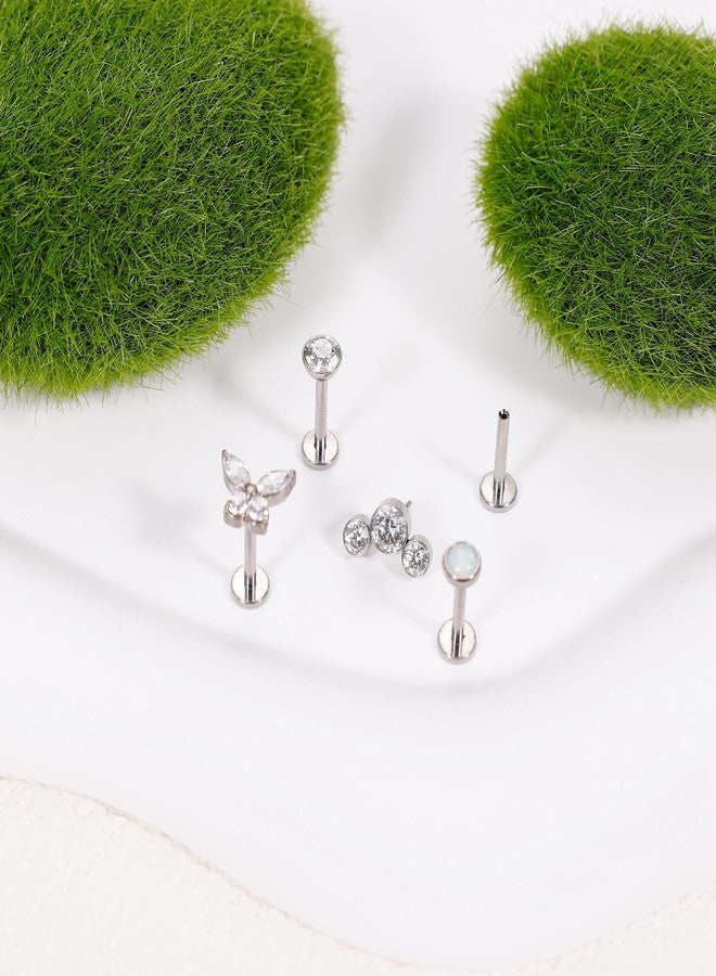 NICEIGHT 4Pcs 16G G23 Titanium Threadless Push in Labret Monroe Studs Lip Rings Hypoallergenic Cartilage Stud Earrings for Sensitive Ear Flat Back Stud Helix Tragus Conch Piercing Jewelry 10MM - Image 2
